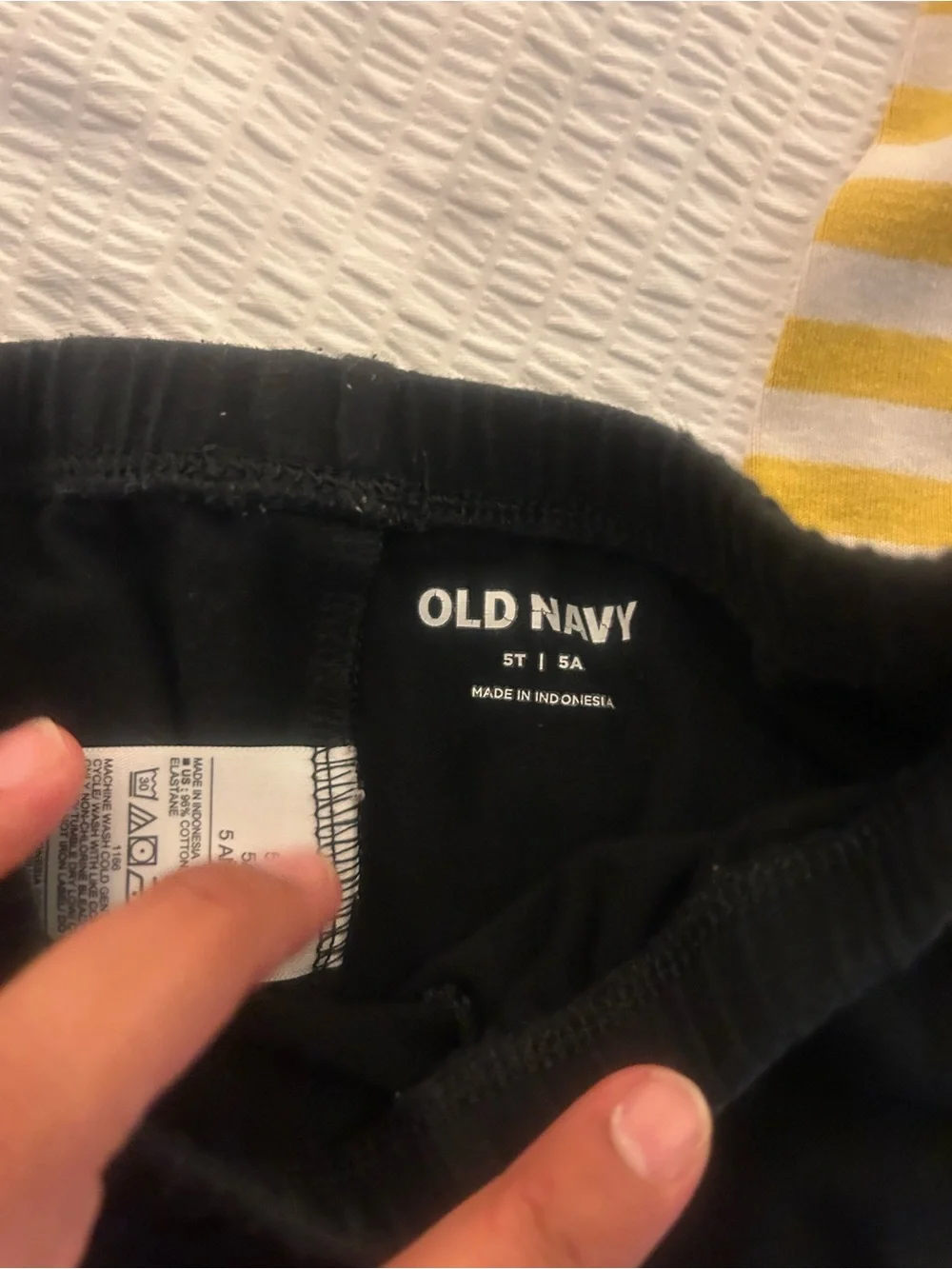 GIRL Old Navy Black Waistband Shorts with Yellow-Striped Lining